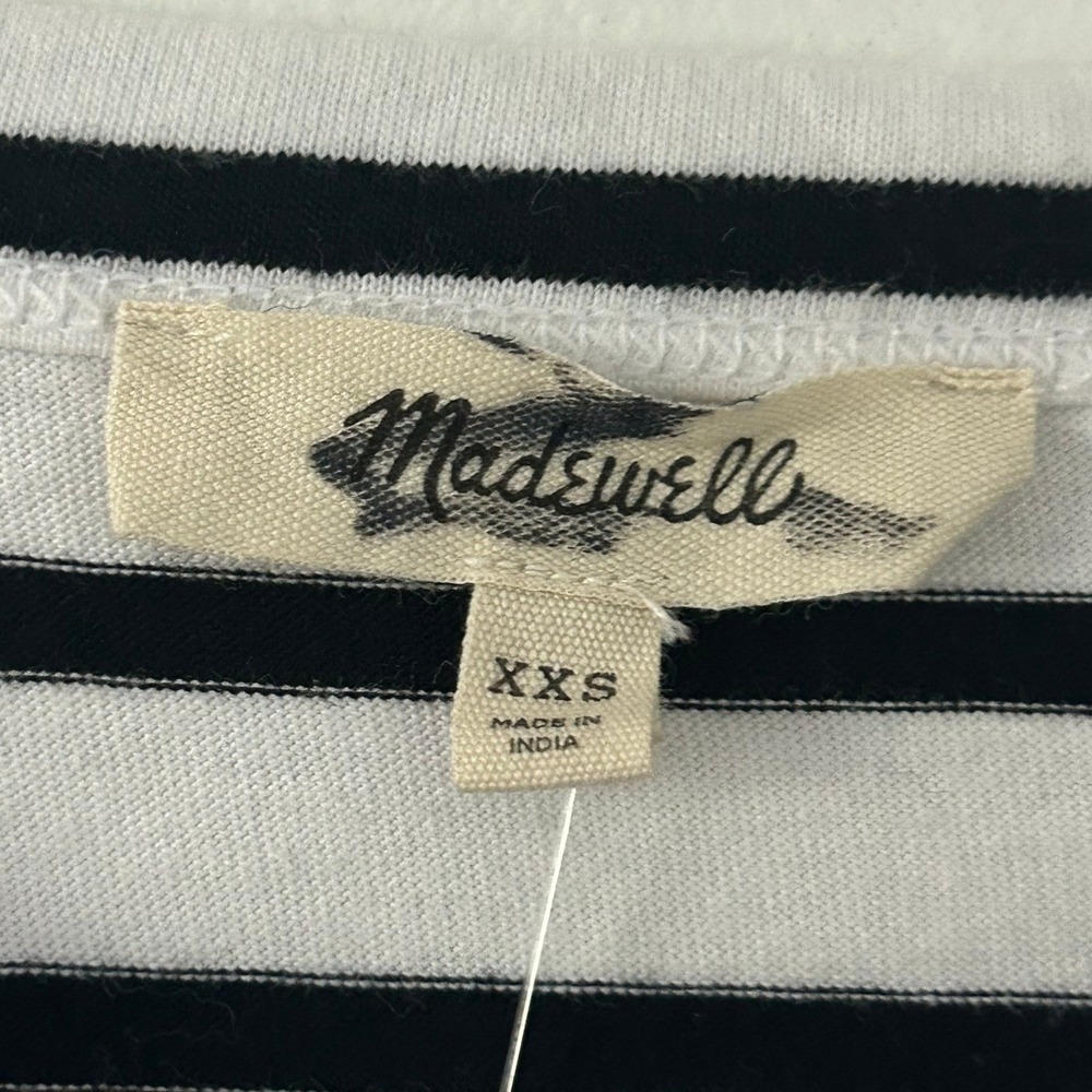 Madewell Womens The Perfect Crewneck Black Stripe Tee Allday Jersey XXS New - Picture 5 of 7